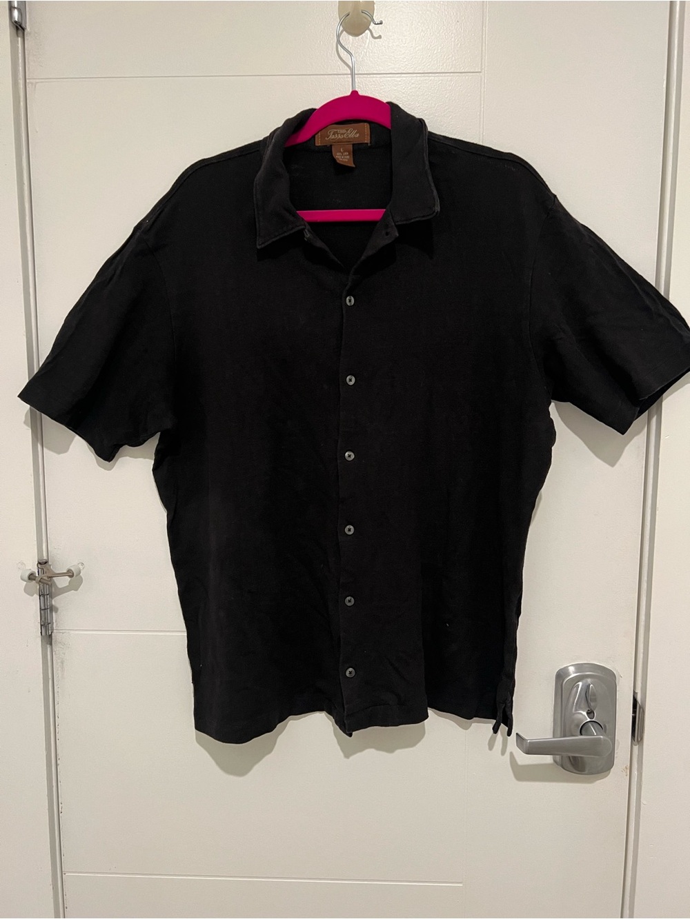 Tasso Elba Black Short-Sleeve Button-Down Shirt